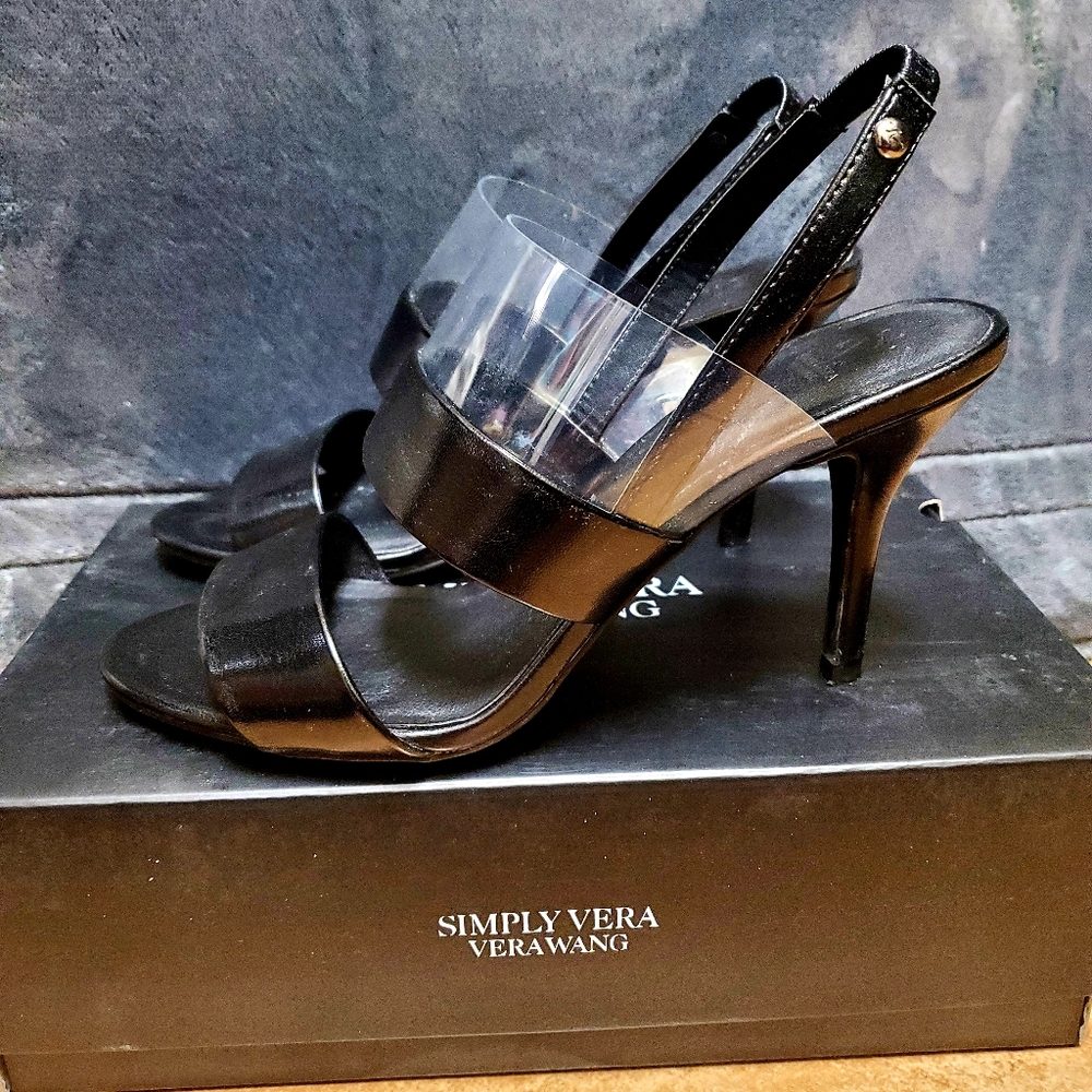 Black sling back heels